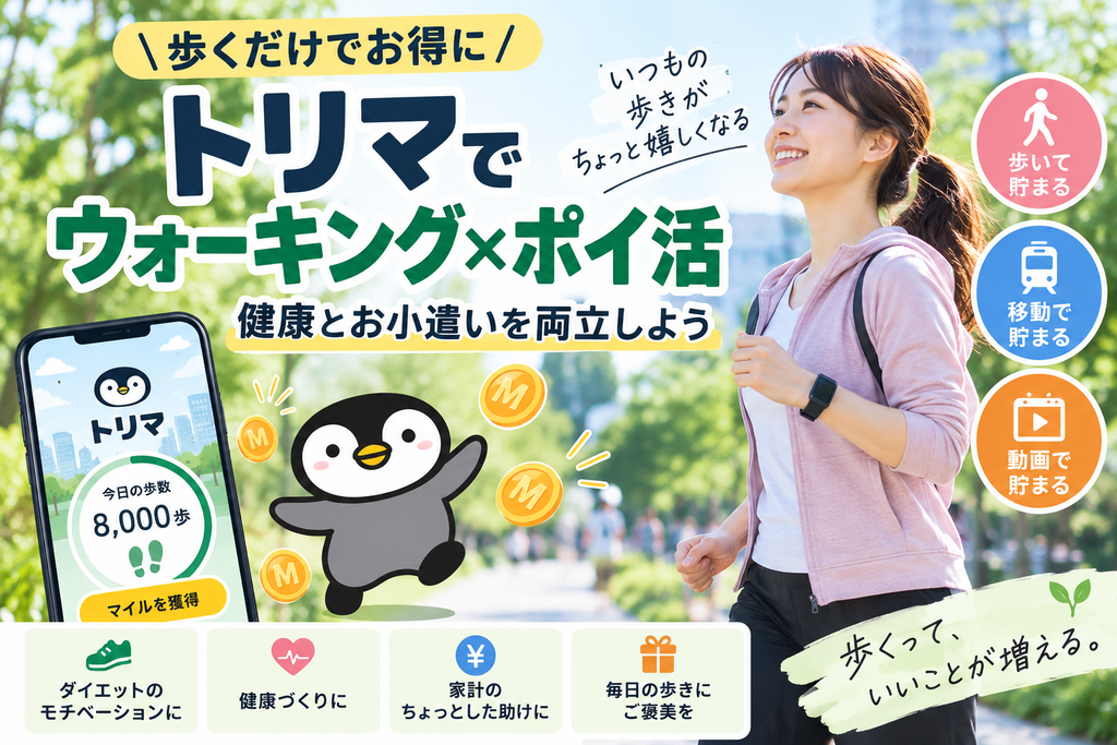 トリマは歩くだけで稼げる?ウォーキング×ポイ活で健康とお小遣いを両立